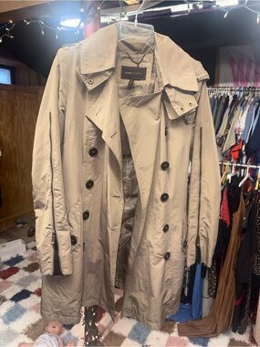 BCBGMaxAzria Taupe Satin-Look Trench